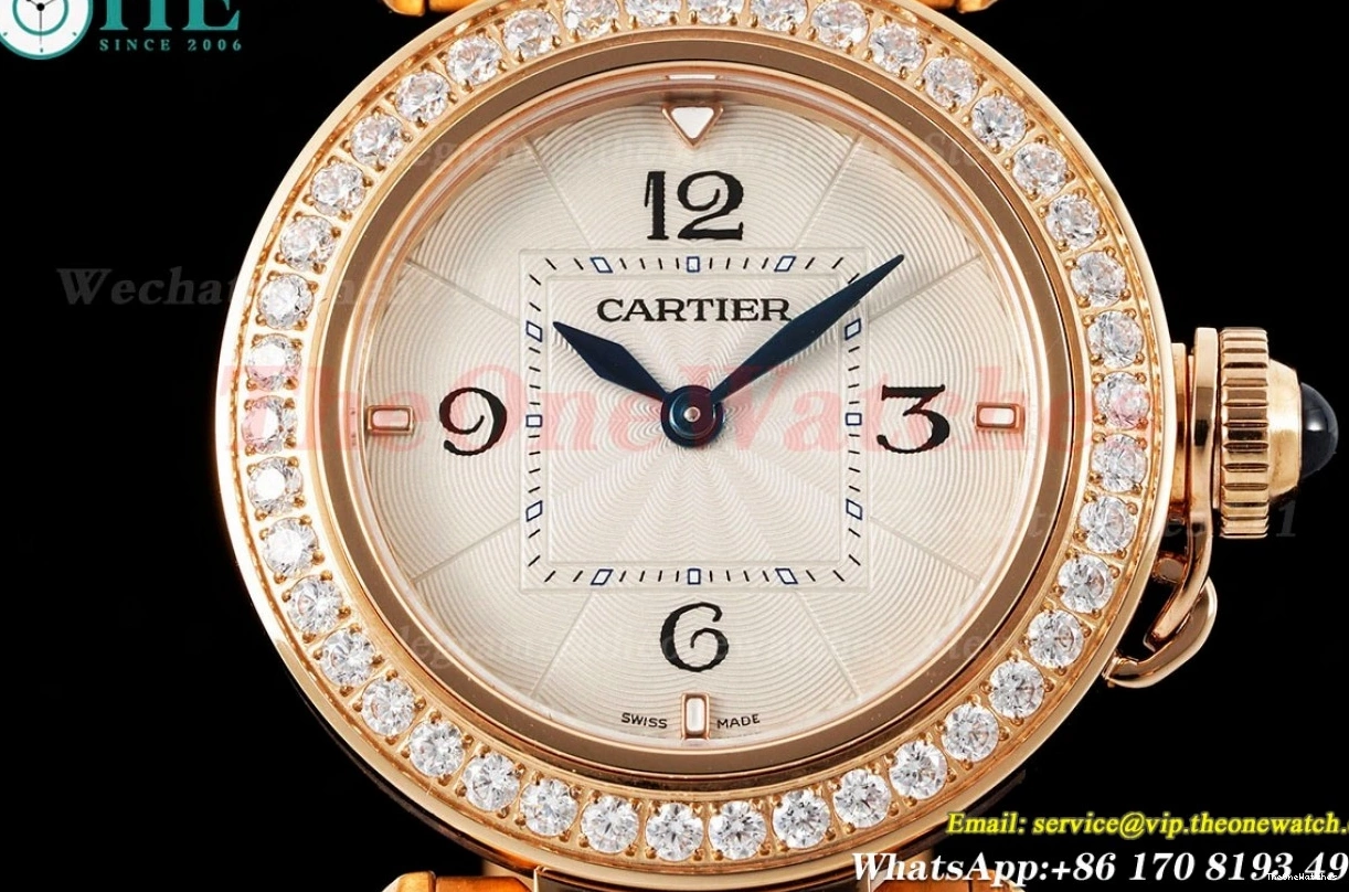 Ladies RG Dial Dia White 30mm AF RG Quartz De Pasha Cartier 0116